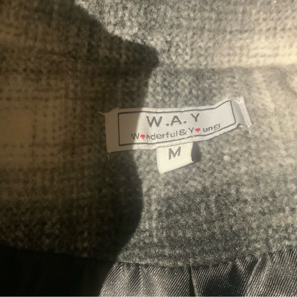 W.A.Y Wonderful & Young Bomber Jacket Black White Plaid Full Zip Grunge Y2K Sz M - Picture 10 of 12